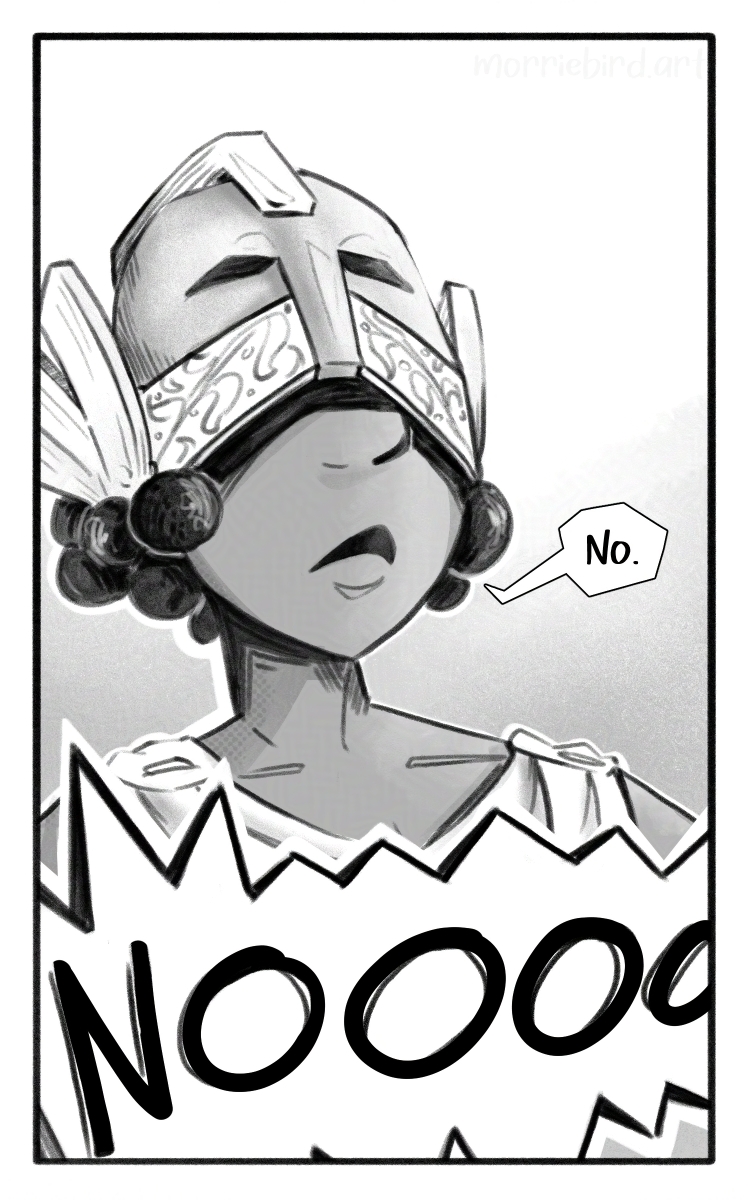The Goddess flatly says "No." The devout woman screams "NOOOOO" out of frame.